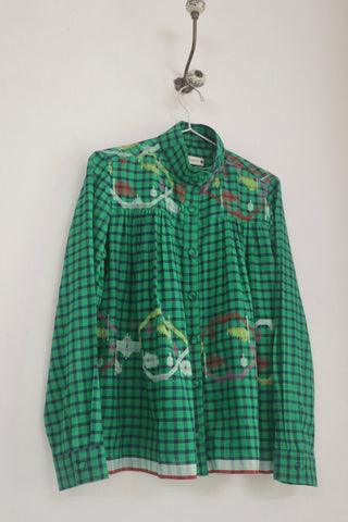 GREEN HIGH COLLAR TOP