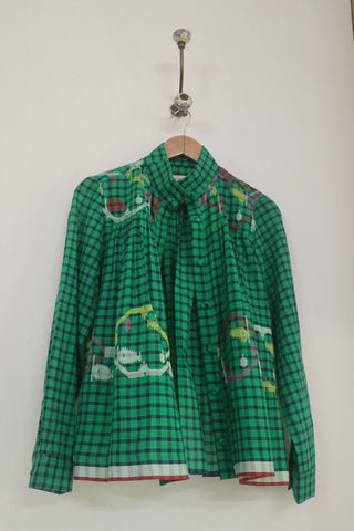 GREEN HIGH COLLAR TOP