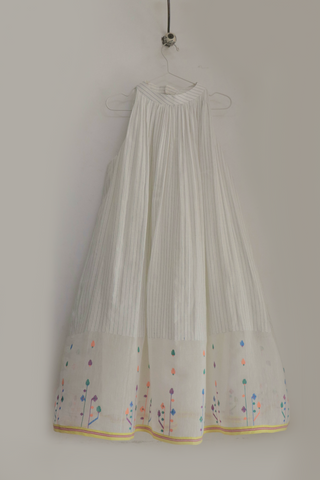 INDIGO DREAMS Spring Bloom Dress ensemble featuring a floral-patterned dress with lightweight fabric and elegant design.