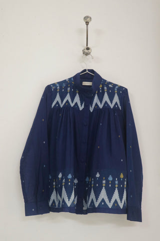 NAVY HIGH COLLAR TOP
