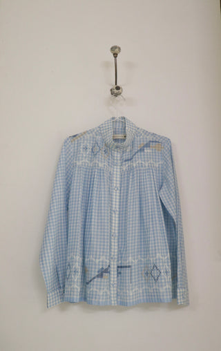 BLUE HIGH COLLAR TOP