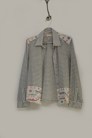 Grey Stipe Jamdani Shirt