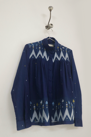 NAVY HIGH COLLAR TOP