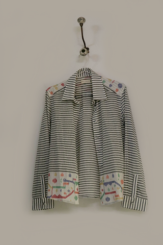 Grey Stipe Jamdani Shirt