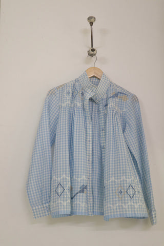 BLUE HIGH COLLAR TOP