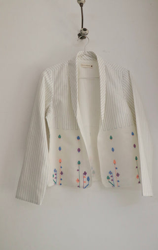 Spring Bloom Jacket ensemble by INDIGO DREAMS featuring a lightweight floral-patterned jacket and matching accessories.