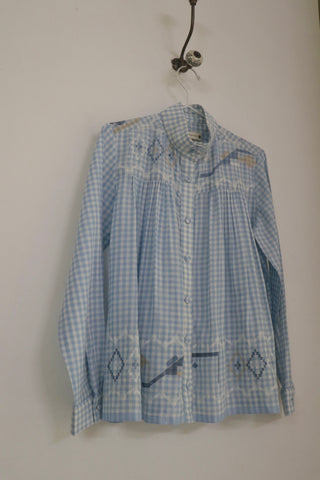 BLUE HIGH COLLAR TOP