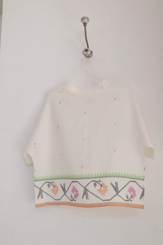 INDIGO DREAMS Tamara Top ensemble featuring a stylish, vibrant blouse with elegant design and colorful patterns.