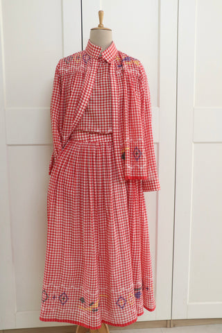 RED CHECK SKIRT - INDIGO DREAMS