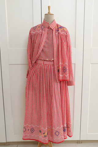 RED CHECK SKIRT - INDIGO DREAMS